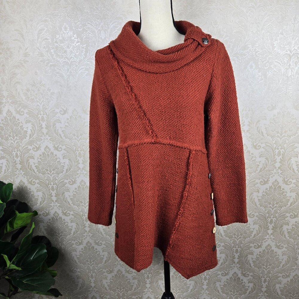 Soft Surroundings Size XS Burnt Orange Tunic Sweater Long Sleeve Exposed Seams